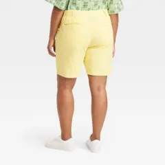Houston White Adult Twill Shorts - Yellow