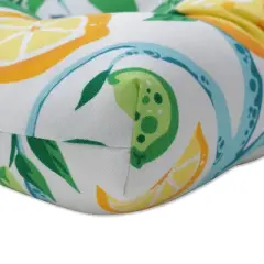 2pk Outdoor/Indoor Reversible Chair Pad Set Lemon Tree Yellow - Pillow Perfect