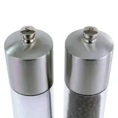 Cole & Mason 8" Stainless Steel Salt and Pepper Mill Set: Silver Spice Mills, Includes Black Peppercorn, Salt