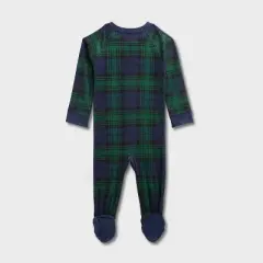Baby Plaid Ribbed Holiday Matching Family Footed Pajamas - Wondershop&trade; Green