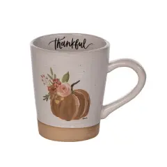 Transpac Floral Pumpkin Ceramic Mug 17oz Thankful Drinkware for Fall Harvest Cozy Autumn Moments Dishwasher Microwave Safe