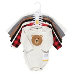 Hudson Baby Infant Boy Cotton Long-Sleeve Bodysuits, Brown Bear 7-Pack