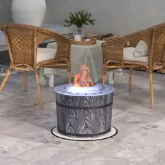 Outsunny Smokeless Fire Pit, 20" Barrel Style Wood Burning Firepit with Mat, Magnesium Oxide