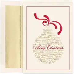 Masterpiece Studios Holiday Collection 16-Count Boxed Christmas Cards with Foil-Lined Envelopes, 7.8" x 5.6", Words of Christmas Ornament (932000)