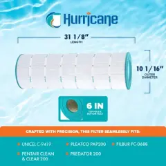 Hurricane HF9419-01 Advanced Pool Filter Cartridge for PAP200, Unicel C-9419, Filbur FC-0688, Pentair Clean & Clear 200, Predator 200
