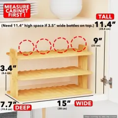 Bamboo Water Bottle Organizer with Labels for Kitchen and Pantry,(3-Tier, Hold 12 Bottles)