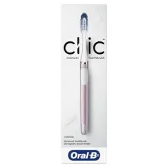 Oral-B Clic Manual Toothbrush with Magnetic Brush Holder - Metallic Rose