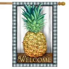 Checkered Pineapple Everyday House Flag Welcome 28" x 40" Briarwood Lane