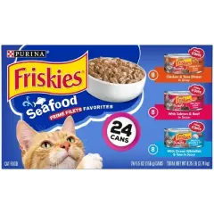 Purina Friskies Seafood Prime Filets with Chicken, Beef and Seafood Wet Cat Food - 5.5oz/24ct Variety Pack