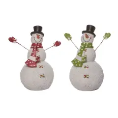 Transpac Christmas Resin Merry Snowman Decor Set of 2 Christmas Home Decorations