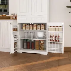 KTMBDW 71" Tall Pantry Cabinet, Kitchen Pantry Storage Cabinets with 4 Door and Drawer, Pantry Storage Cabinet for Kitchen, Dining Room, Living Room