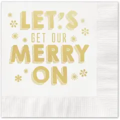 Masterpiece Studios 20-Count Gold Foil Party Napkins, Get our Merry On