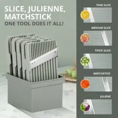NutriSlicer Upright Mandoline Slicer &ndash; 5 Stainless Steel Blades, BPA-Free and Dishwasher Safe