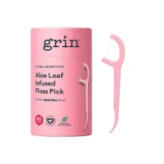 Grin Ultra Sensitive Floss Picks Canister - Aloe Leaf/Natural Mint - 80ct