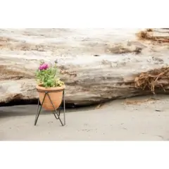 Storied Home Terracotta Pot with Metal Stand (Pot with Stand)