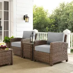 Bradenton 3pc Outdoor Wicker Arm Chairs with Side Table - Crosley
