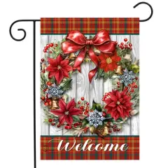 Briarwood Lane Christmas Garden Flag 12x18 For Outdoor Holiday Poinsettia Wreath For Christmas Garden Flag Flags For Outside