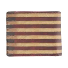 CTM Men's Leather RFID Vintage American Flag Bifold Passcase Wallet