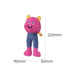 Cute Cartoon Plush Dog Toy Interactive Molar Toy for Puppies Teeth Cleaning Calming Relief Multi-Functional Pet Plush for and Playtime Pink