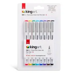 KINGART Inkline&trade; Fine Line Pens 8 Colors 0.45mm XS