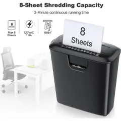 Bonsaii 8-Sheet Strip Cut Home Office Paper Shredder, CD/Credit Card Shredder Machine with Overheat Protection, 3.4 Gallons Wastebasket