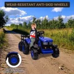 Kids Ride On Tractor, 12V Kids Ride On Toy Car with Remote Control, Electric Vehicles Toy with LED Headlights for Boys Girls 3-8, Gift for Kids