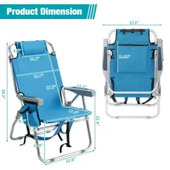 Karl Home 5-Position Classic Lay Flat Folding Backpack Beach Chair Single