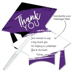 Big Dot of Happiness Purple Grad - Best is Yet to Come - Shaped Thank You Cards - Purple Grad Party Thank You Note Cards with Envelopes - Set of 12