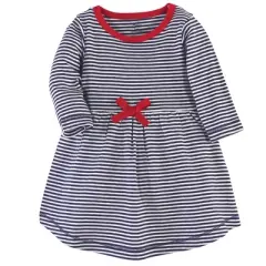 Touched by Nature Baby and Toddler Girl Organic Cotton Long-Sleeve Dresses 2pk, Red Flowers