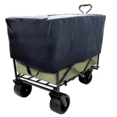 FURNIinspire Outdoor Serving Carts 440lbs Collapsible Foldable Wagon Cart with Strapping System for Camping Sports, Green, 35.04"*22.44"*38.58"