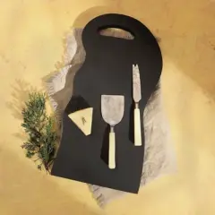 SEVOBAL Serving Platters Artisan Wooden Cheese Board for Serving and Entertaining, Ideal for Parties, Wine Nights, and Gifts, Black, 17.9"*7"*0.75"