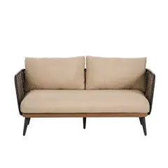 Christopher Knight Home Bobby 58" Patio Rustic Iron and Rattan Loveseat with Cushions