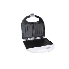 IMUSA 2 Slot Electric Sandwich Maker: Nonstick Griddle, Locking Lid, 750W, White, Grilled Cheese & Sandwich Toaster