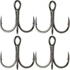 VMC Hybrid Treble Short Fishing Hook 4-Pack - Black Nickel