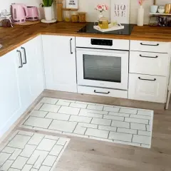 Sussexhome Non Skid Cotton Washable Kitchen Runner Rugs Set of  44 x 24 and 31.5 x 20 inches