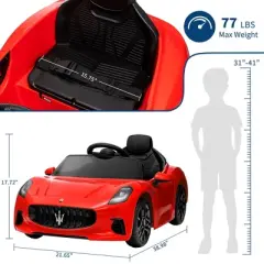 Licensed Maserati GranCabrio 12V Kids Ride-On Car w/ Remote, Spring Suspension & LED Lights &ndash; Official Electric Vehicle (Ages 3-8)