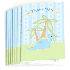 Big Dot of Happiness Baby Dinosaur - Baby Shower or Birthday Party Thank You Cards (8 count)