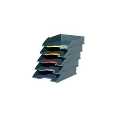 Durable VARICOLOR 5-Compartment Stackable Plastic Letter Tray Set Anthracite Gray (770557)