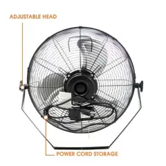 Vie Air Dual Function 18 Inch Wall Mountable Tilting Floor Fan with 3 Speed Motor in Black