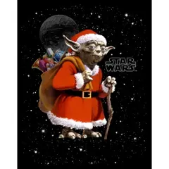 Men's Star Wars Yoda Santa Claus  T-Shirt - Black - 1X Big Tall