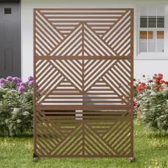 Lirago Brown 72 in. Galvanized Metal Outdoor Privacy Screens Garden Outdoor Fence