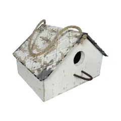 VIP Wood 8.5 in. Off-White Wide Corrugated Birdhouse