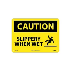 National Marker Caution Signs; Slippery When Wet Graphic 10X14 .040 Aluminum C606AB