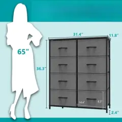 FONTOI Dressers, Tall Dresser with Wood Top, Storage Tower for Bedroom Entryway Hallway, Gray, 11.8"*36.3"*31.4"