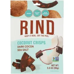 Rind Snacks Dark Cocoa Sea Salt Coconut Crisps - Case of 12/3.5 oz