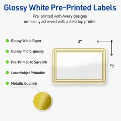 Avery 2" x 3" Labels, Gold Multi-Lined Border, 80 ct