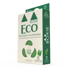 Boxiecat Eco Compostable Scoop & Tie Unscented Cat Litter Bags - 75ct