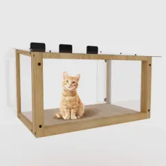 ORRD Acrylic Window Cat Perch, Wooden Cat Window Box Catio for Indoor/Outdoor Use