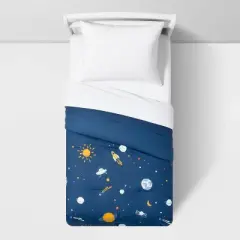 Toddler Space Cotton Kids' Comforter Navy - Pillowfort&trade;