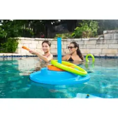 TRC Recreation Floating Super Soft Durable Foam Ring Toss Swimming Pool and Lawn Game with 4 Soft Multicolor Rings for Kids and Adults, Orange